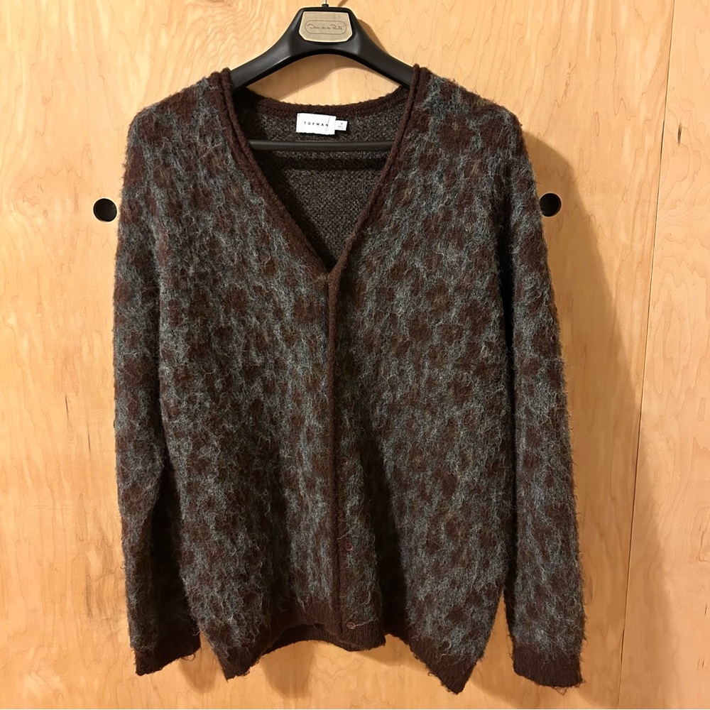 Relaxed Fit Brushed Leopard Cardigan
